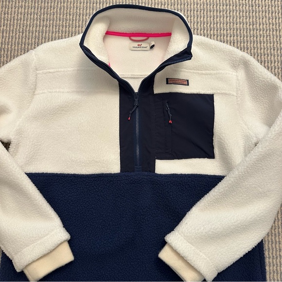 Vineyard Vines White and Blue Fleece Sweatshirt Women’s Large L - Picture 2 of 5